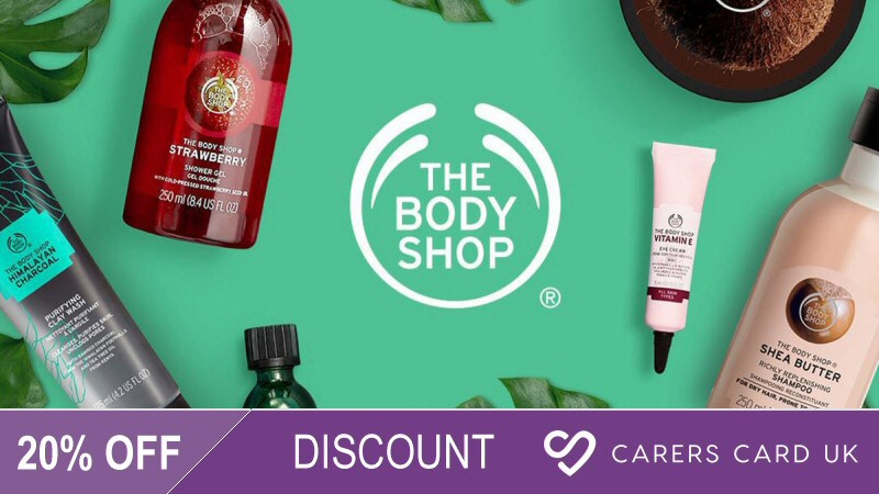 20 percent off The Body Shop for card holders!