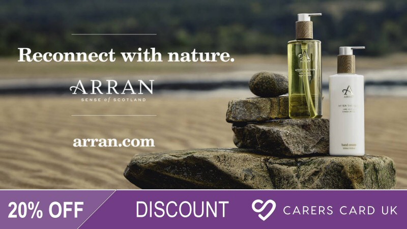 20 percent off Arran Sense of Scotland products for card holders!